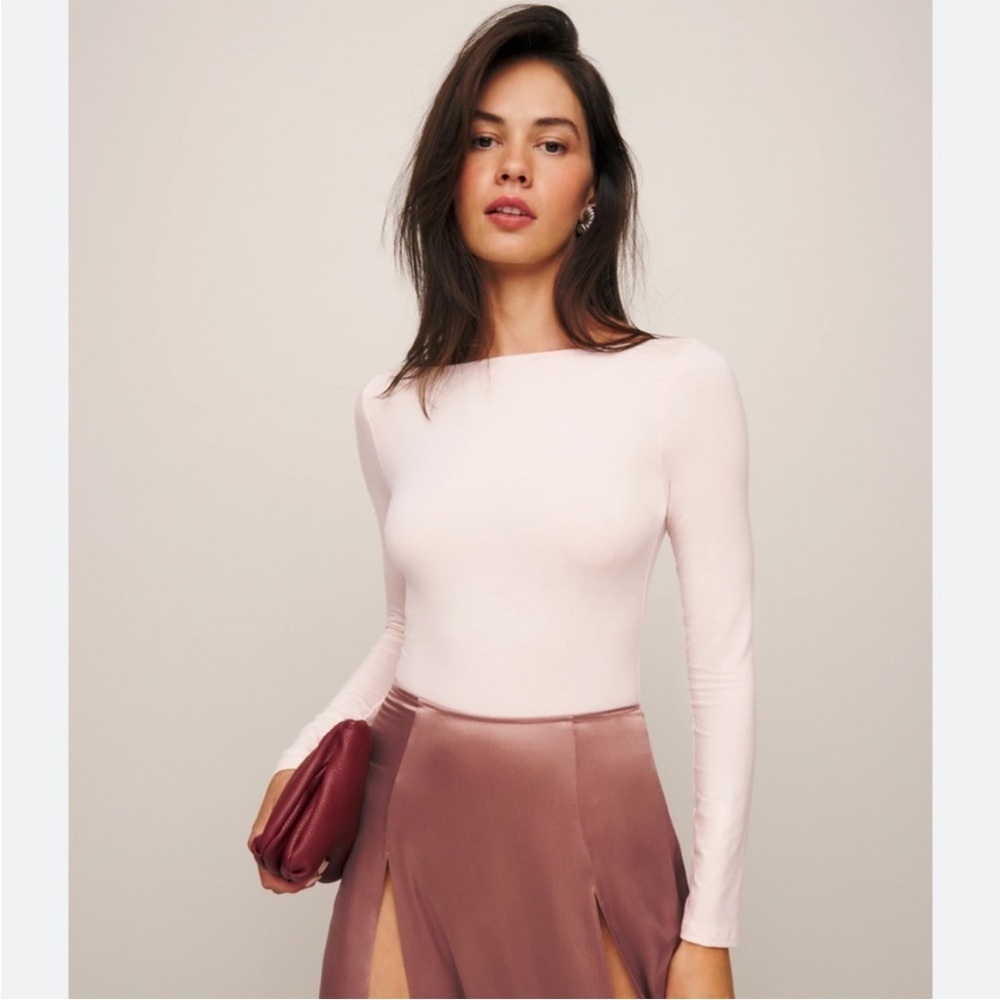 Reformation Light Pink Knit Bodysuit
